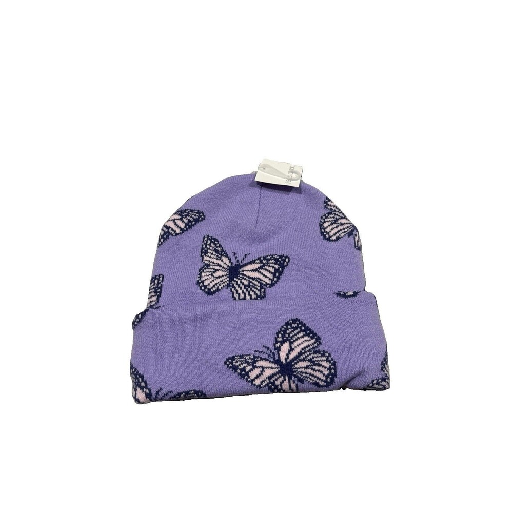 Falls Creek Purple Butterfly Girls Beanie One Size